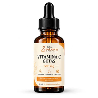 Vitamina C Líquida 300mg/ml em Gotas 30ml | Alta Absorção | Farmácia de Manipulação