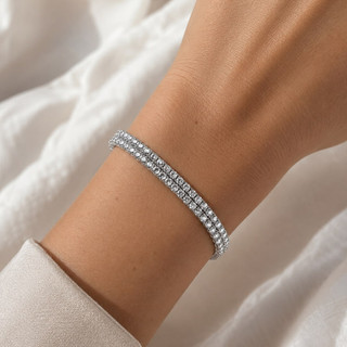 Pulseira Ice Dupla Cravejada de Zircônia