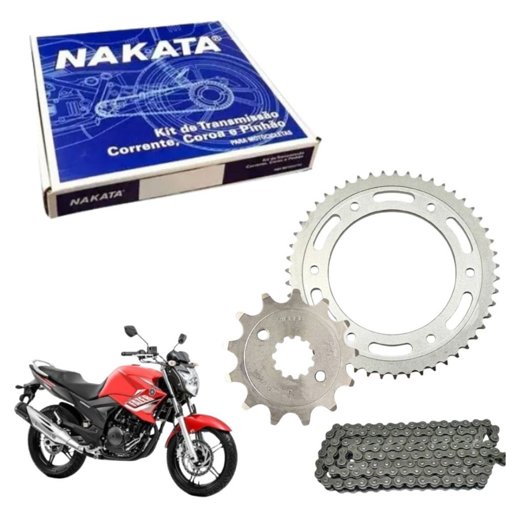 Kit Relação Tração Transmissão Yamaha Fazer 250 2005 2006 2007 2008 2009 À 2016 Original Nakata Com retentor Tm10255r