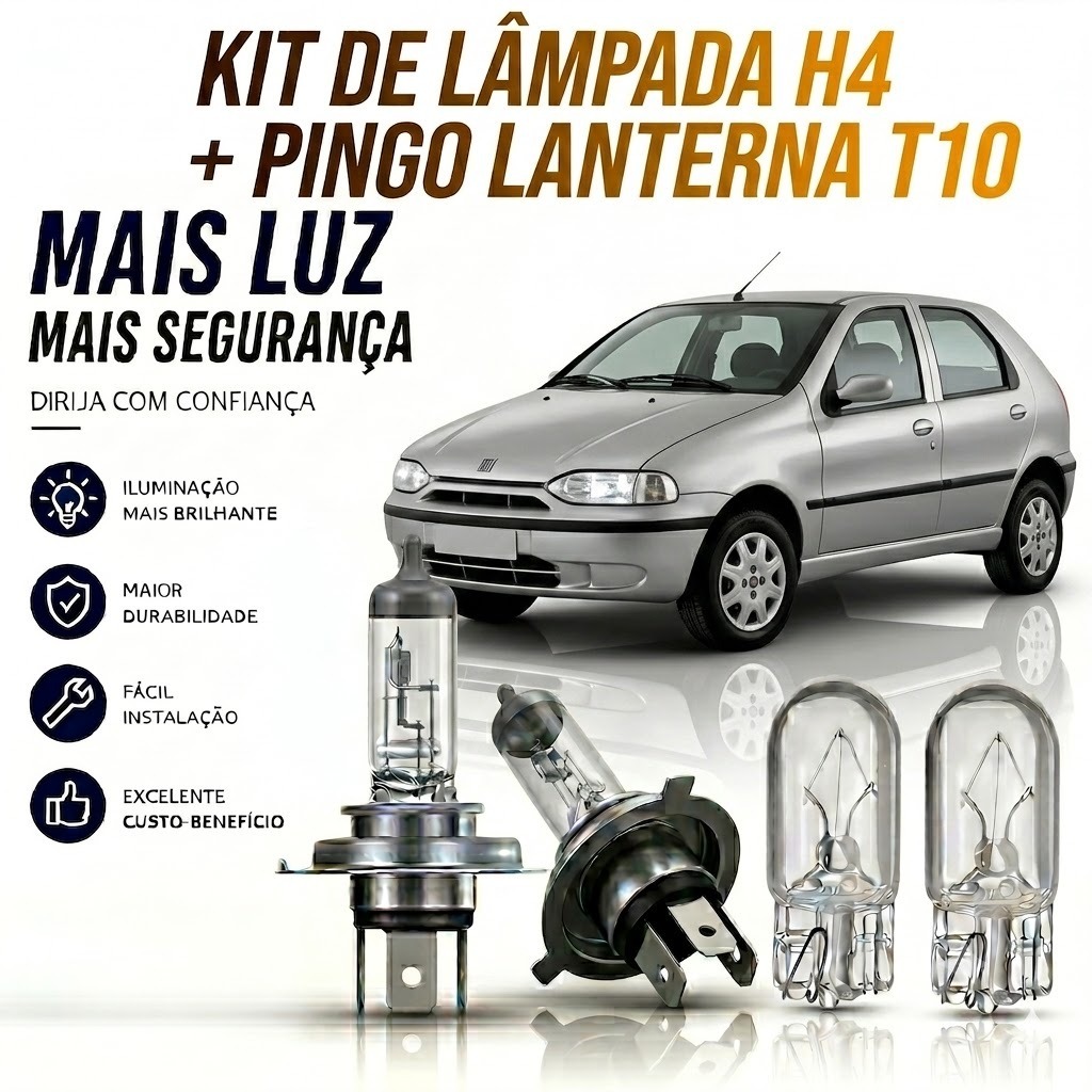 LAMPADA FAROL ALTO/BAIXO + BRINDE PALIO 1996 ATÉ 2002