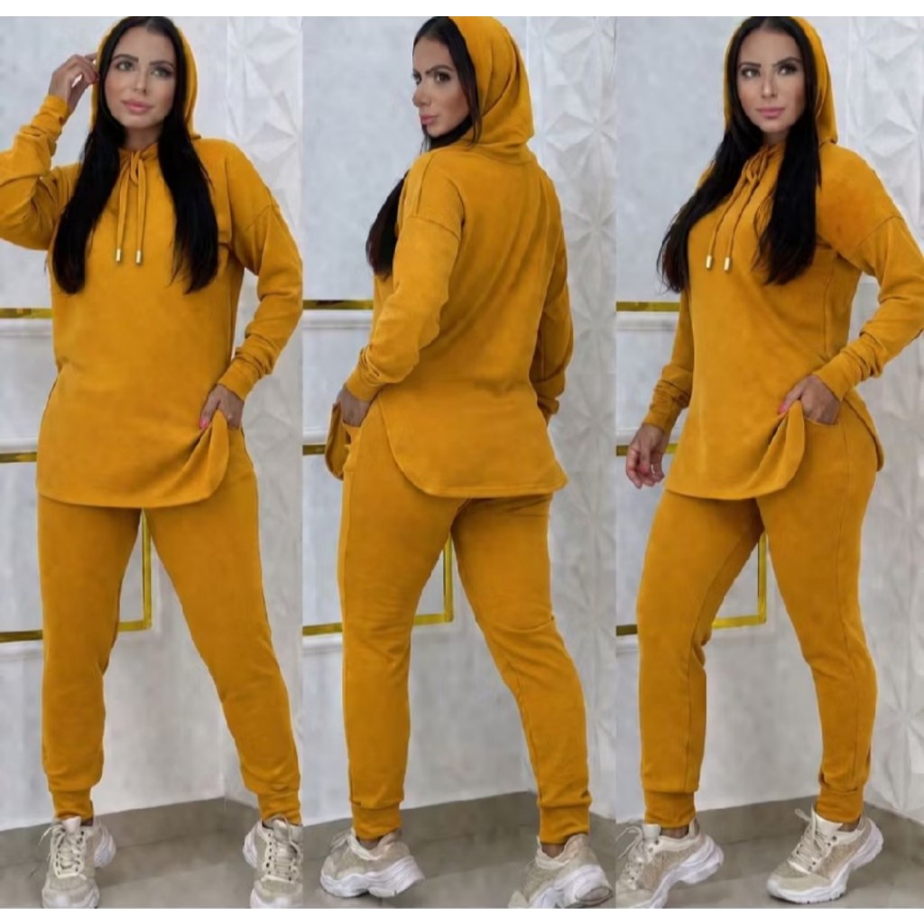 Conjunto Lanzinha mais vendidos do brasil  modelo casual moda feminina outono inverno  despojado elegante envio rapido