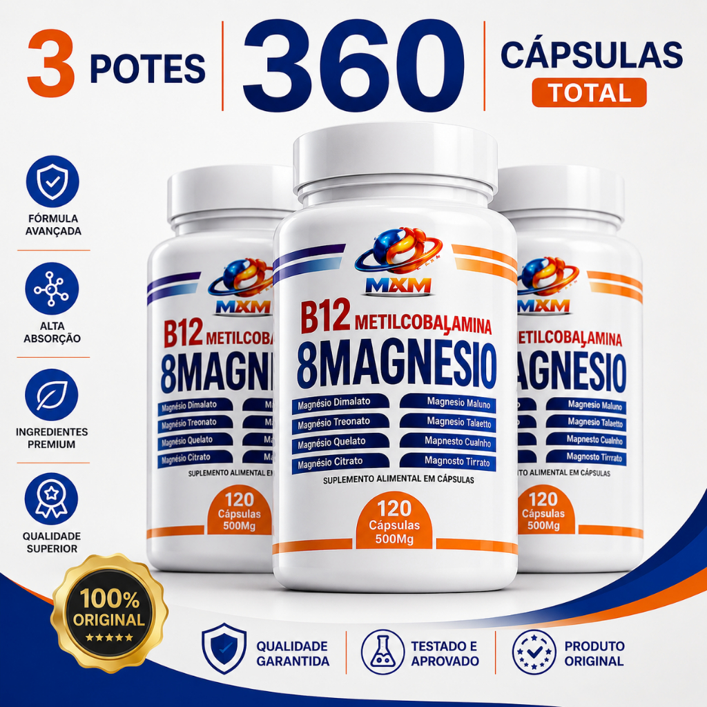 8 Magnésios + Vitamina B12 Metilcobalamina M&M