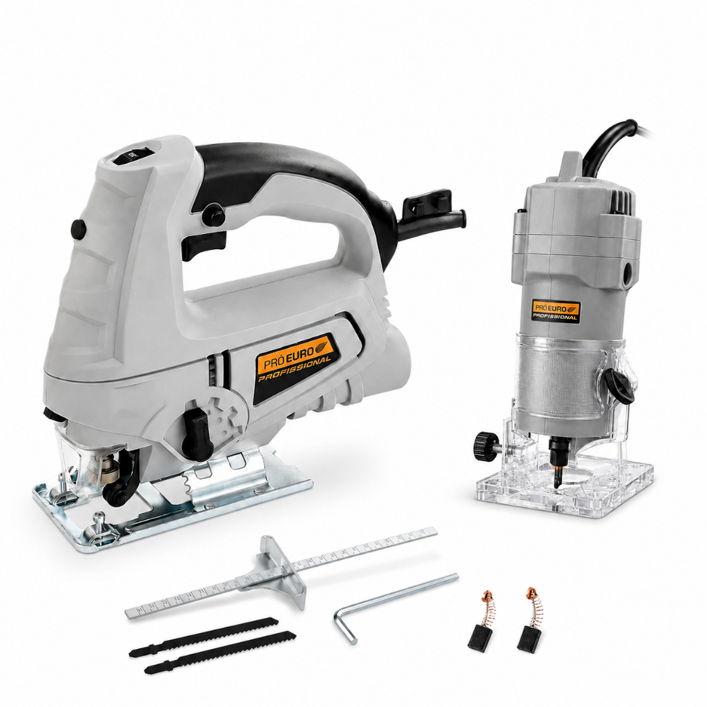 KIT Marcenaria Serra Tico Tico Profissional 710W + Tupia Laminadora 450W - PRO EURO