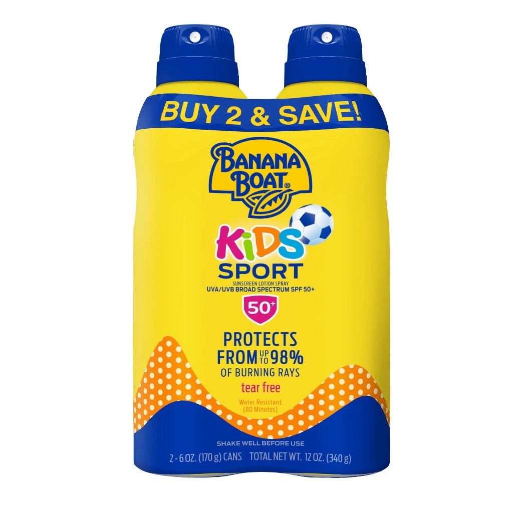 BANANA BOAT PROTETOR SOLAR KIDS SPORT 50SPF COM 2 UNIDADES IMPORTADO EUA