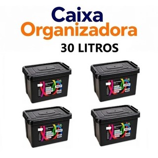 Caixa Organizadora 30 Litros Preta Com Trava Arqplast