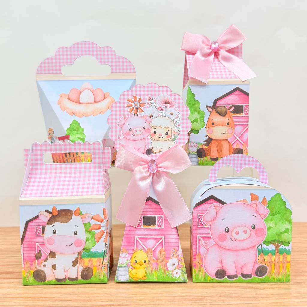Kit de Caixas Fazendinha Menina Personalizada /Lembrancinha de Festa /Aniversário