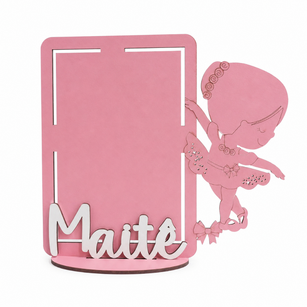 Kit 30 Porta Retratos Decoração Mdf Personalizado Bailarina Rosa e Lilás