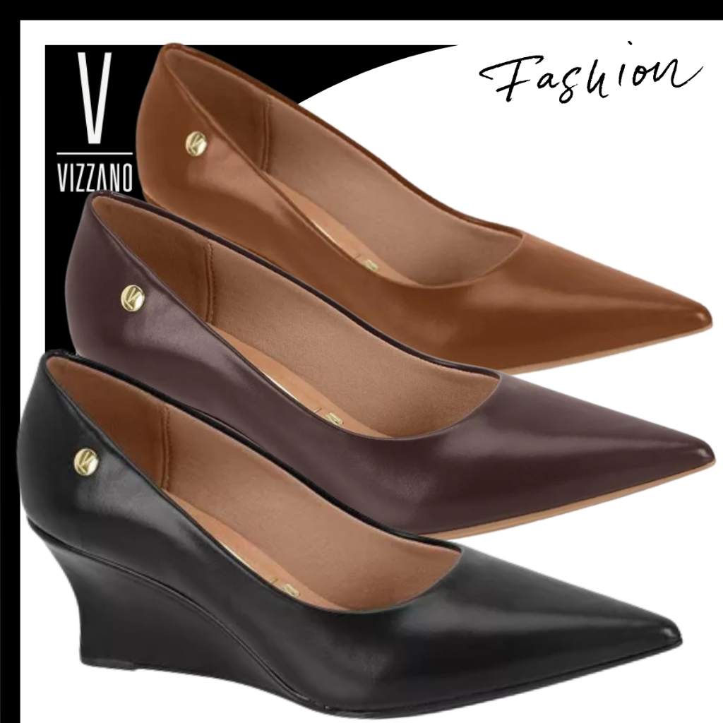 Sapato Scarpin Anabela Vizzano Bico Fino Social Elegante Feminino Confortável Festa Trabalho