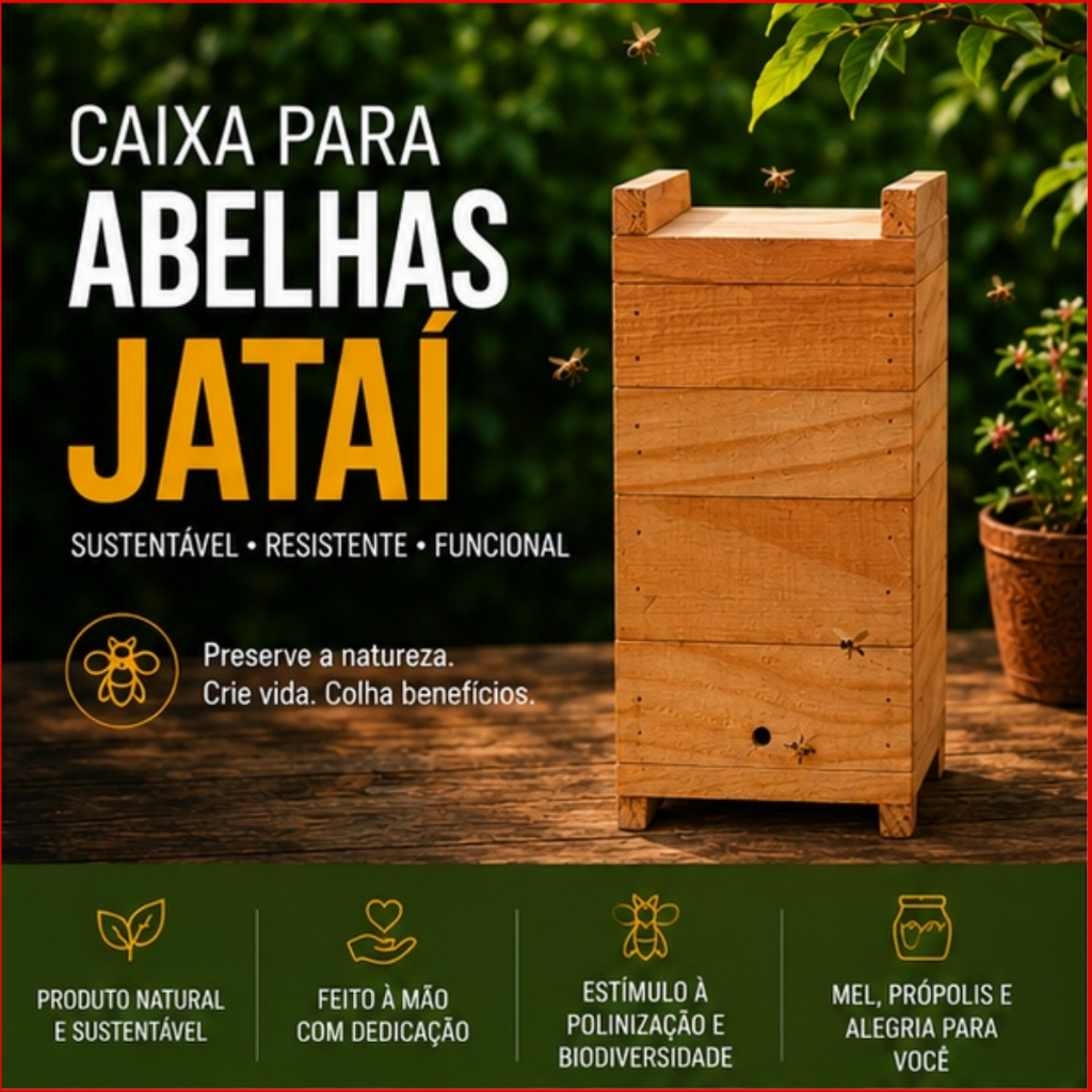 Detalhes do 3 Unidades Caixa Abelha jatai 12x12 Interno 2 melgueiras Modelo INPA ASF Abelha Sem Ferrão Nativa Mandaçaia  Uruçu Iraí