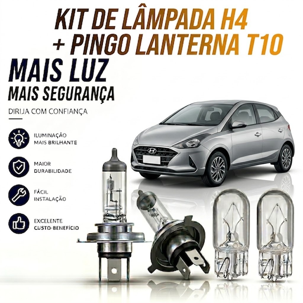 LAMPADA FAROL ALTO/BAIXO + BRINDE HB20 2016 ATÉ 2024