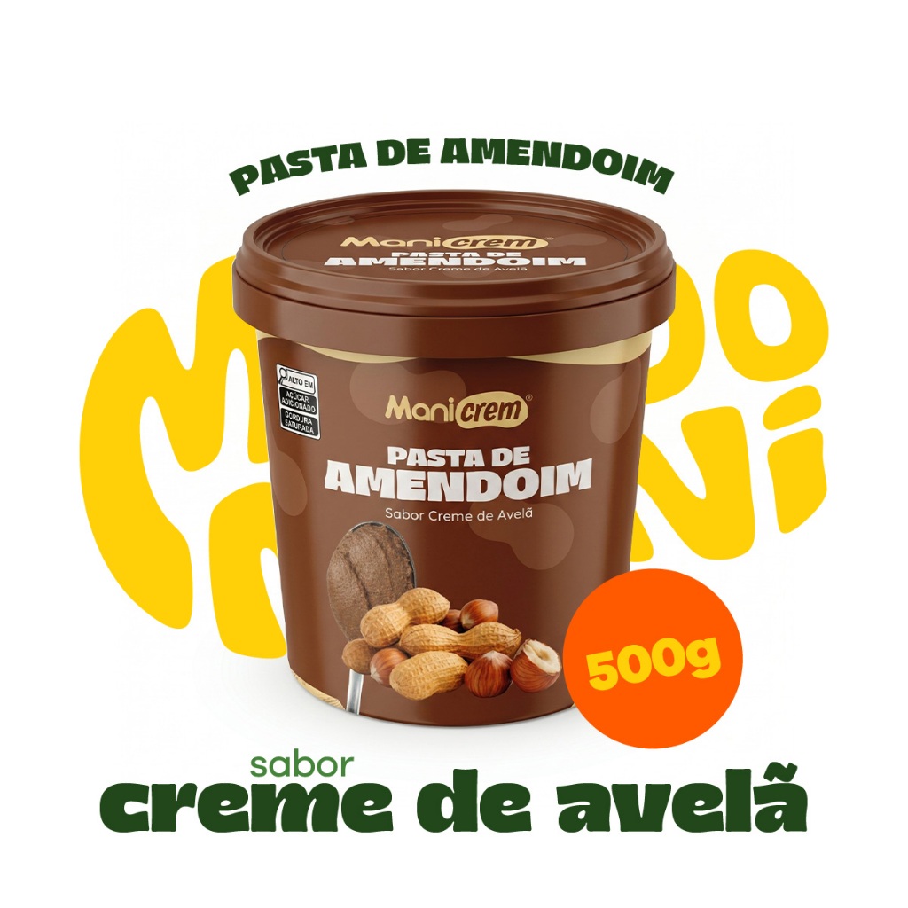 Pasta De Amendoim Sabor Creme de Avelã Manicrem Pote 500g