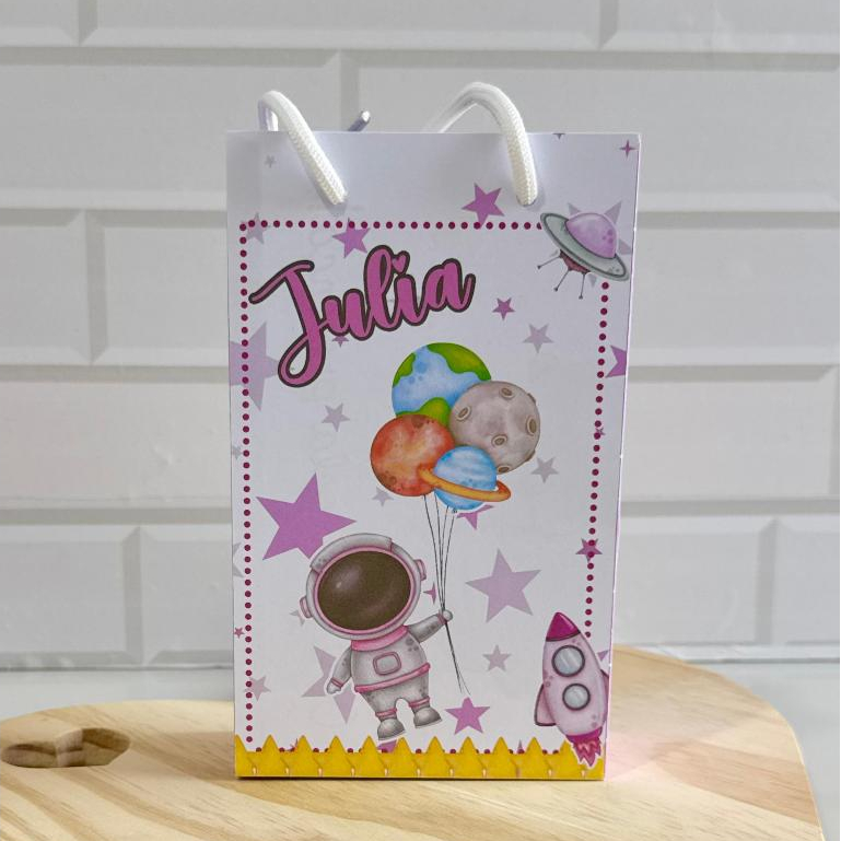 Sacolinha Personalizada Astronauta Menina Lembrancinhas Festa Infantil Montar Doces Sacola Personalizada Aniversario