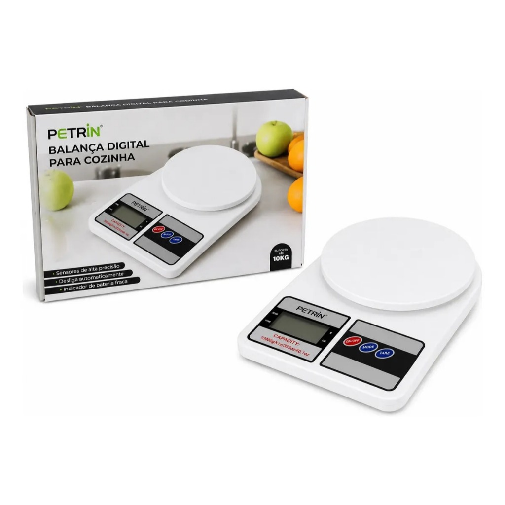 Balança Digital de Cozinha Alta Precisão 1g a 10kg - Leve, Compacta e Funcionamento Prático