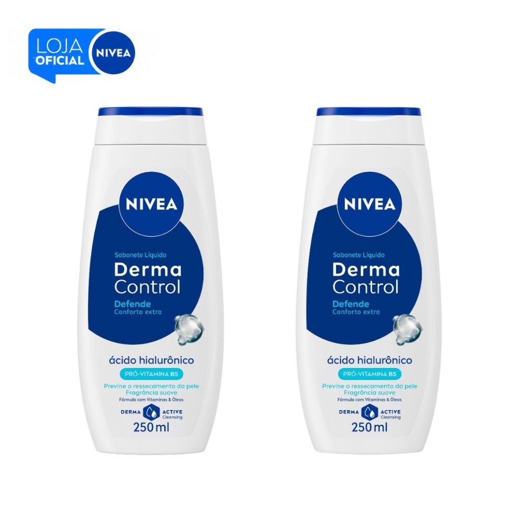 KIT NIVEA Sabonete Líquido Derma Control Defende 250ml - 2 Unidades