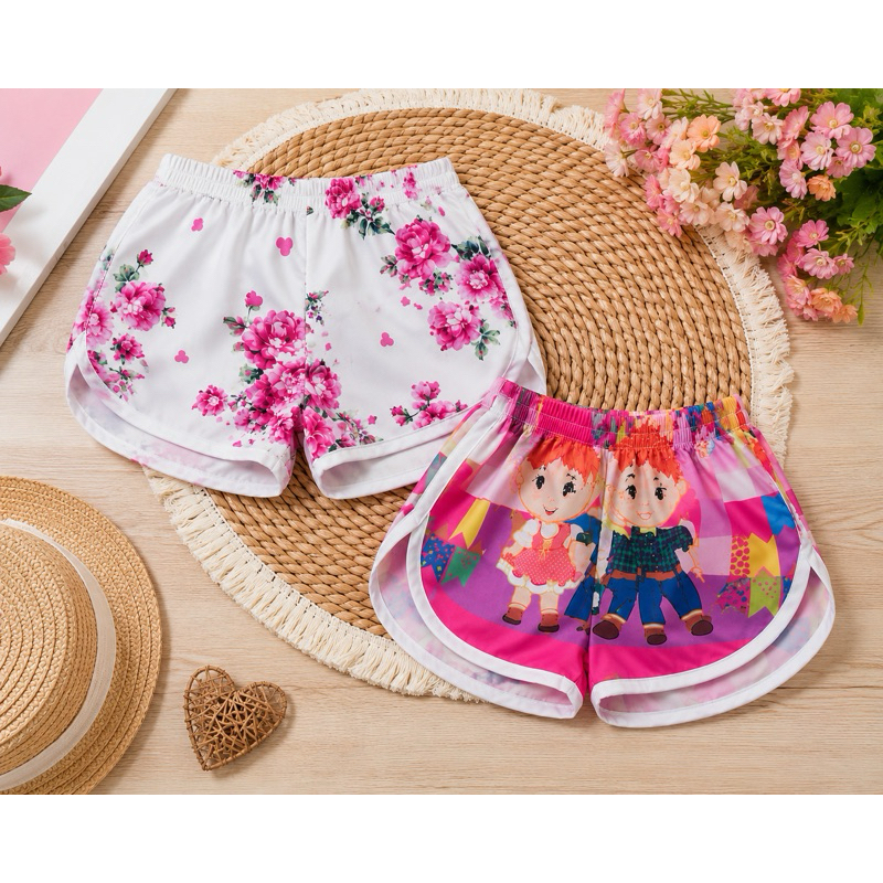 Short Infantil Feminino Estampado Tamanho M | Confortável | Estampa Sortida