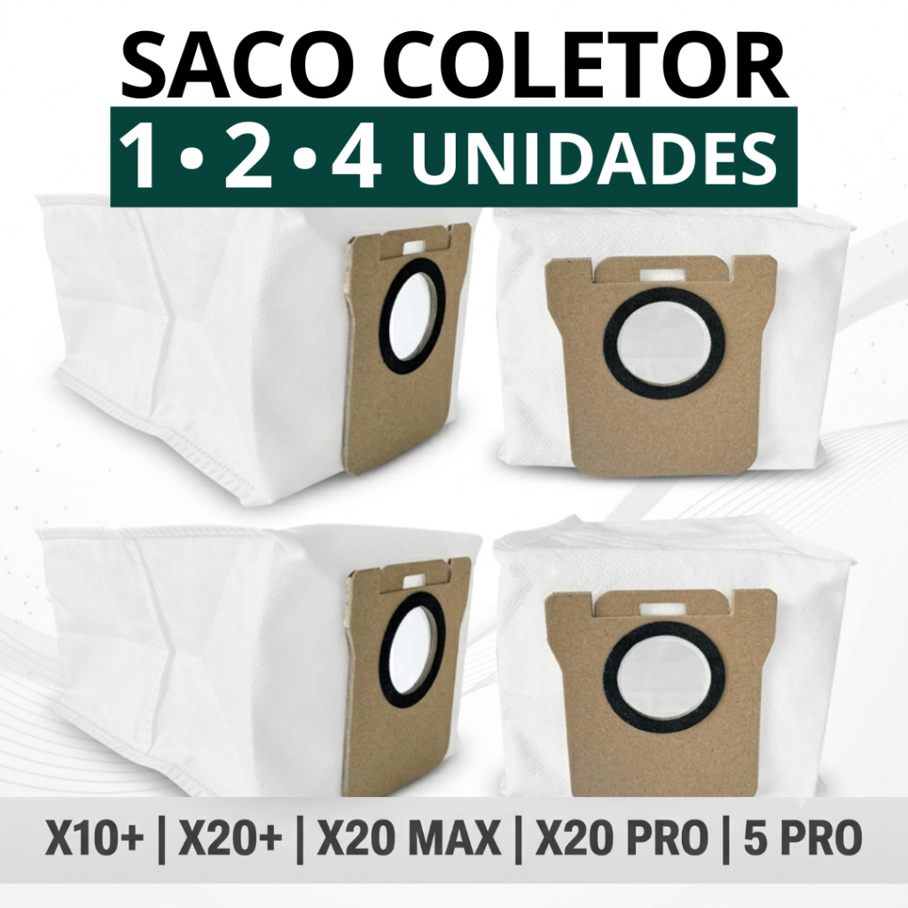 SACO COLETOR COMPATÍVEL ROBÔ ASPIRADOR XIAOMI X10+ X20+ X20 MAX X20 PRO POEIRA