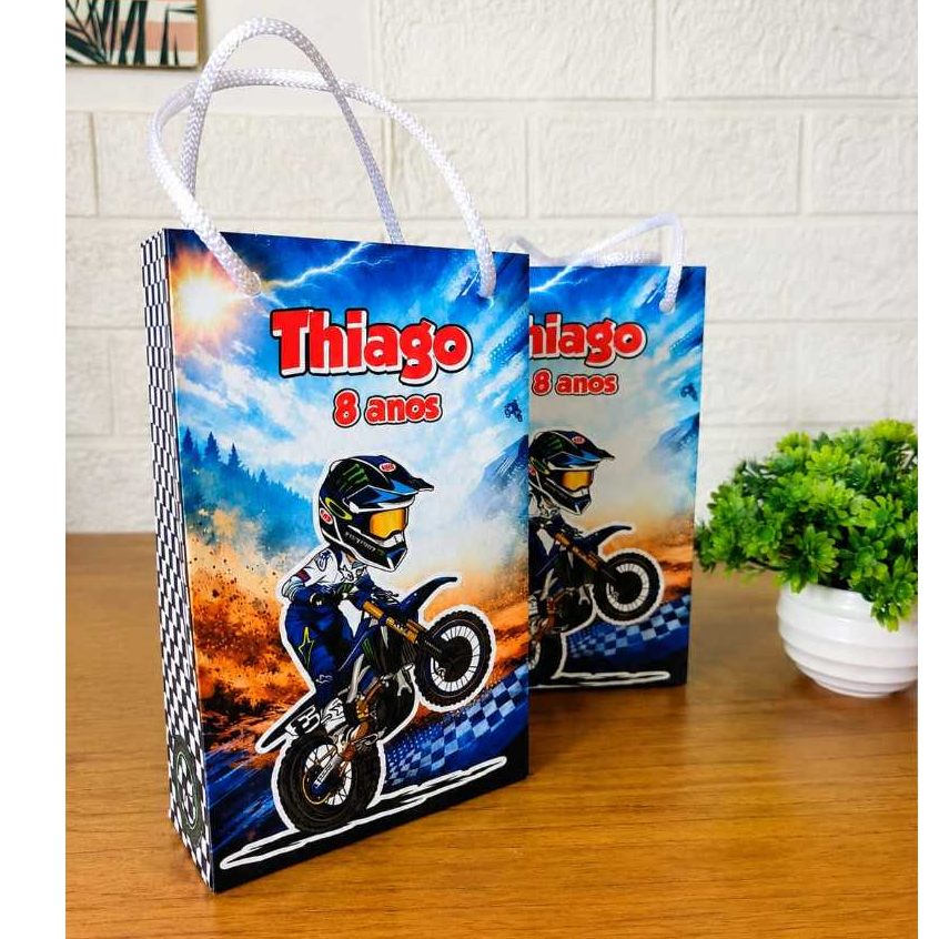 Sacolinha Bolsinha Personalizada Motocross – Lembrancinha Aniversário –  Pegue e Monte