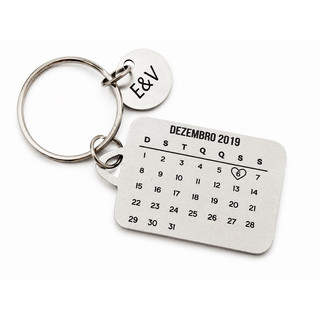CHAVEIRO CALENDÁRIO PERSONALIZADO EM AÇO INOX | DATA ESPECIAL | PRESENTE PARA NAMORADO(A)
