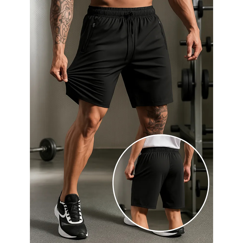 Shorts Academia Masculino Poliamida Bolso Ziper Elastano Tactel Fitness Corrida Caminhada Bermuda Leve Confortável