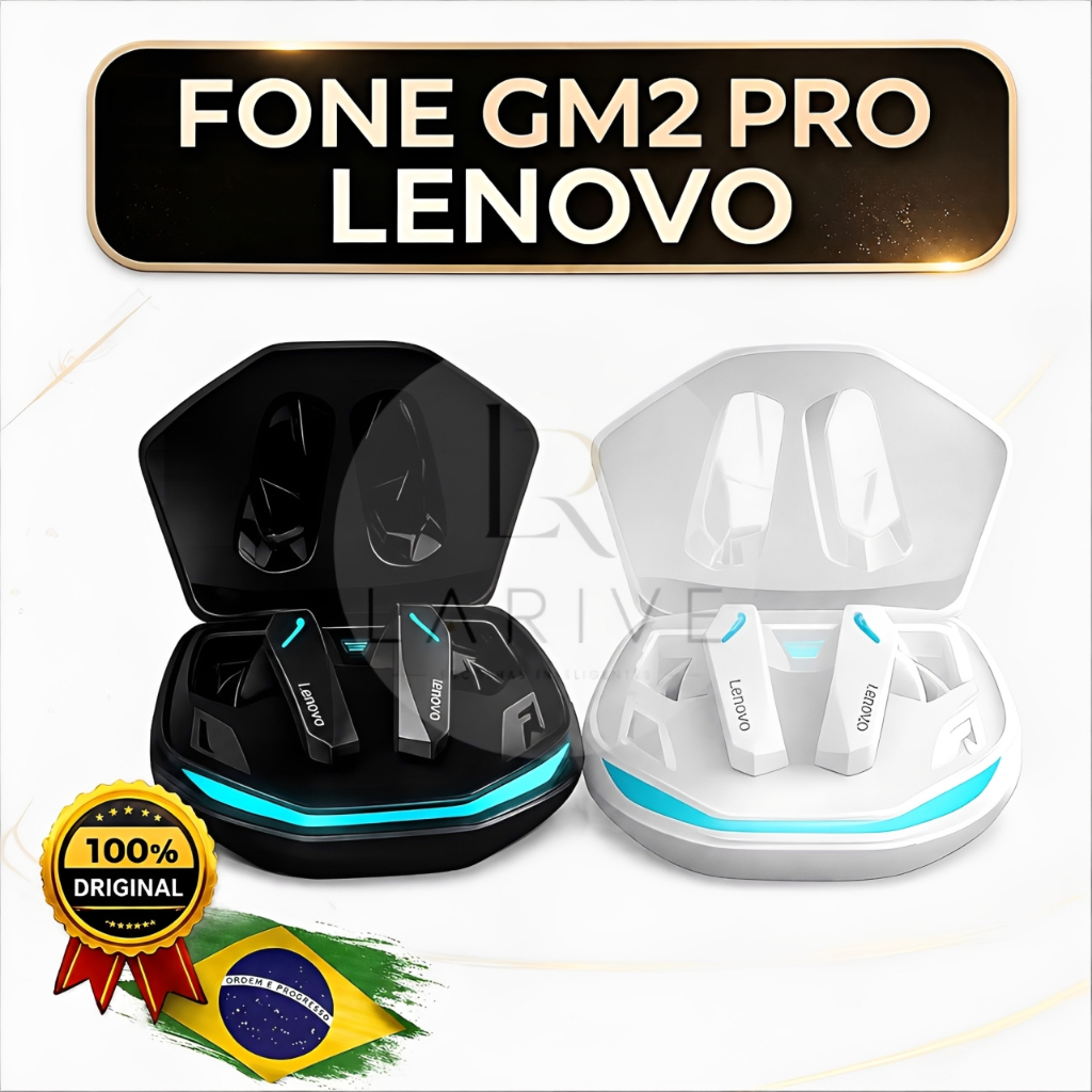 Fone Bluetooth Lenovo ThinkPlus GM2 Pro Gamer Sem Fio Bluetooth 5.3 Baixa Latência com Microfone