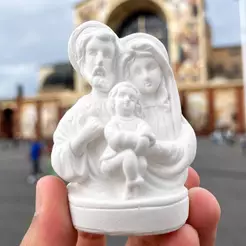 Kit 10 Imagens Busto Sagrada Familia 7cm Gesso Cru Lembrancinha Caixa de Padrinhos Casamento.