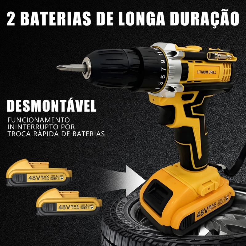 Parafusadeira e Furadeira Sem Fio 48V com Dupla Bateria — foto 3