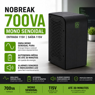 Nobreak 700VA para computador impressora máquina roteador modem entrada