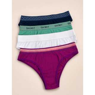 Kit 5 Calcinha Básica Conforto Cintura Alta Tanga Conforto Ribaninha Adulto Feminina  Cores Variadas