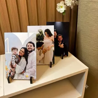 Kit de 3 quadros de mesa com a sua foto
