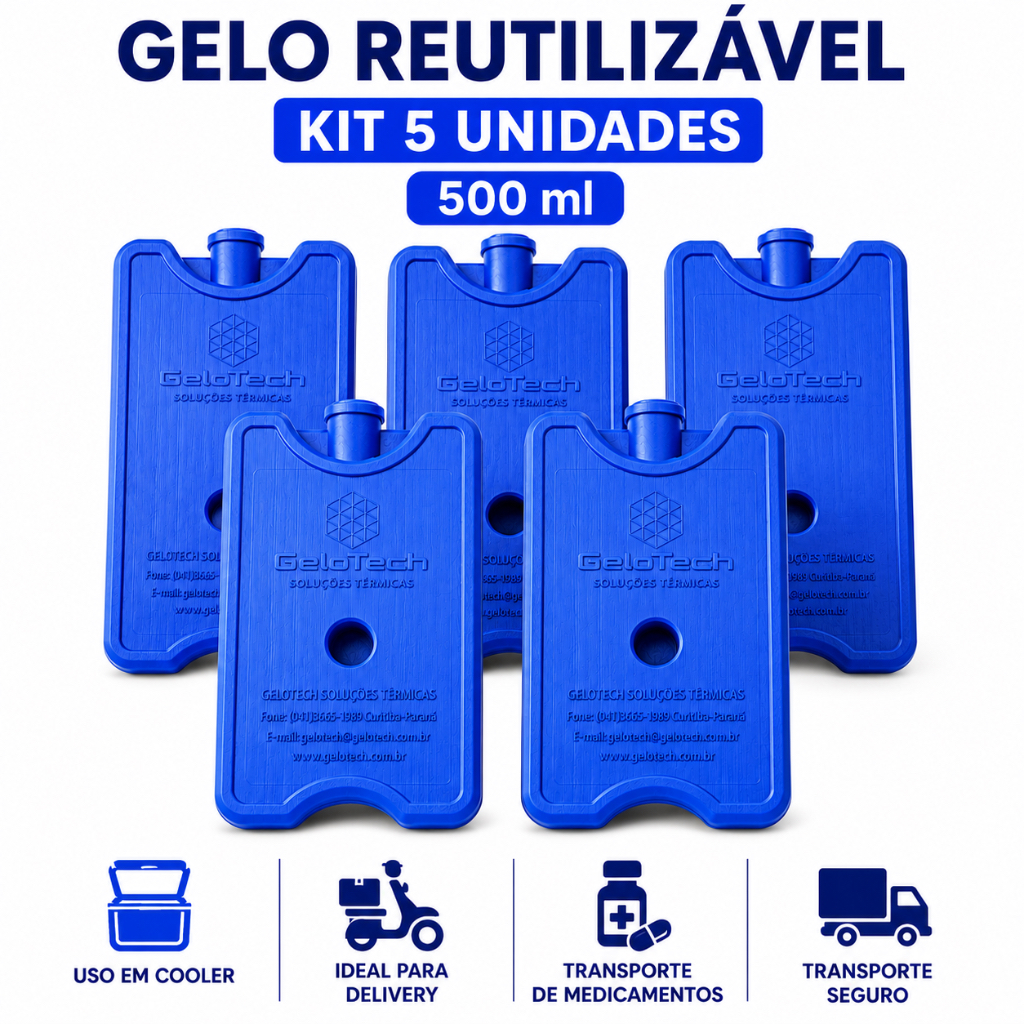 Gelo em gel artificial rigido reutilizavel 500ml placa gelox Kit 5 unidades cooler delivery remédio bolsa térmica