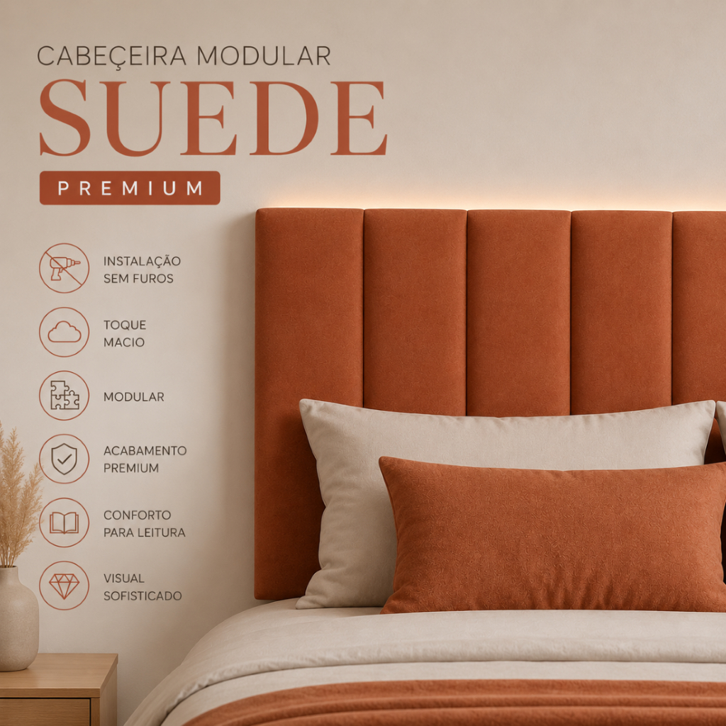 Kit Cabeceira de Cama Casal Autocolante Premiun Quarto Estofada Luxo Envio Full