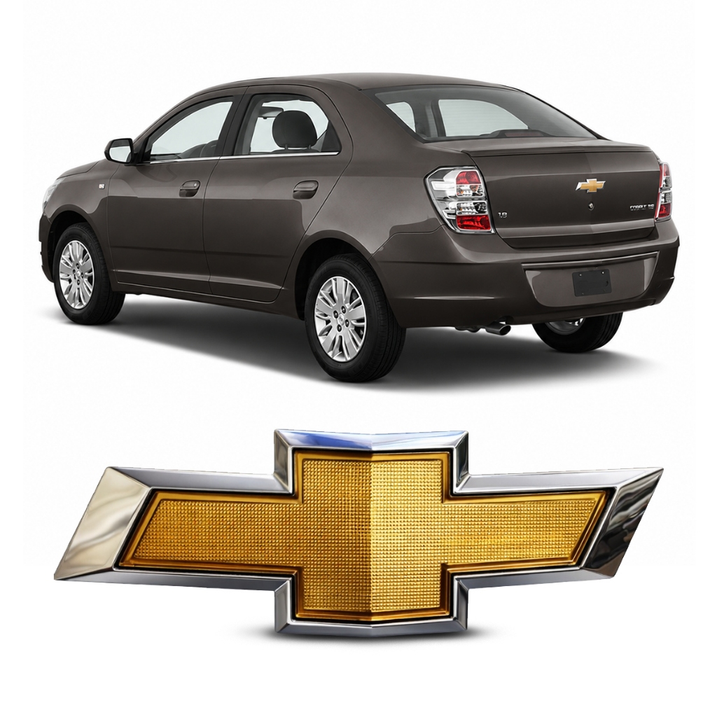 Emblema Chevrolet Cobalt 2013 a 2015 Dourado Gravata Porta Malas
