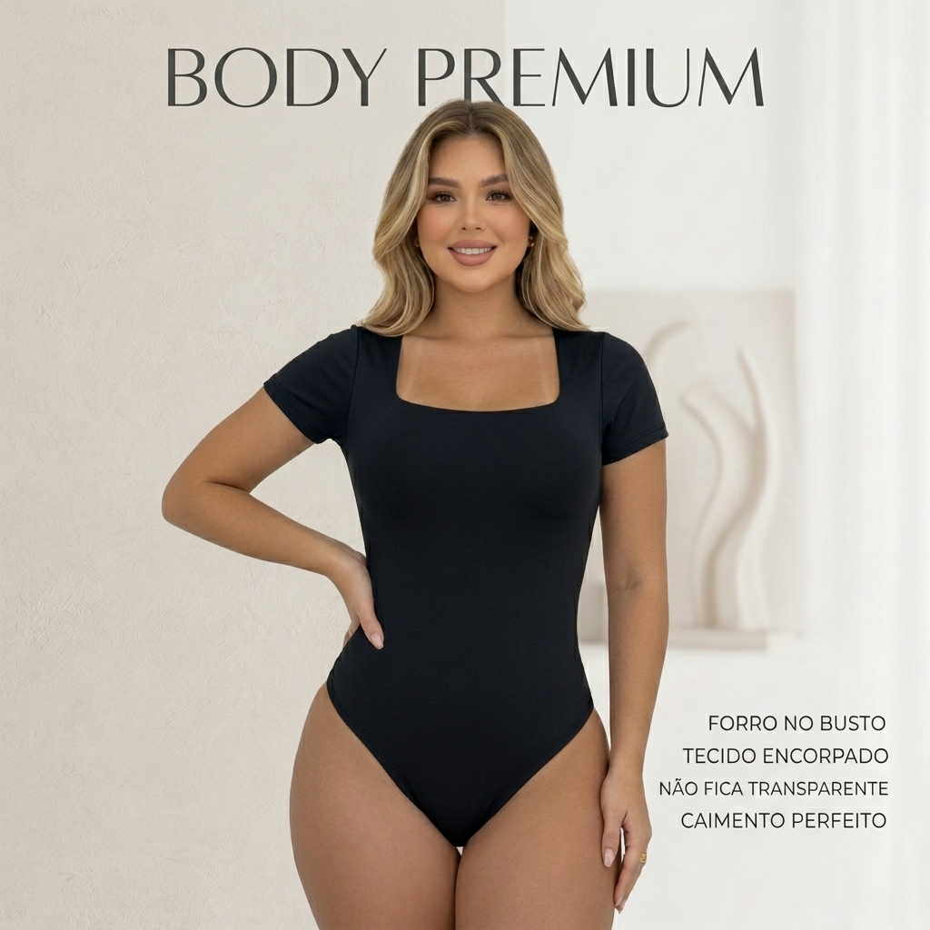 Body Feminino Decote Quadrado Manga Curta Suplex Liso Verão Collant moda blogueira Blusa P M G GG