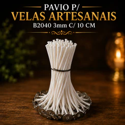 Pavio 3mm B2040 10 cm São Vitor l Pavio para Velas Decorativas B2040