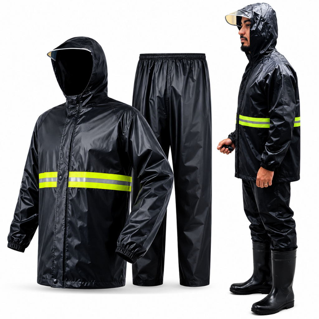 Conjunto Capa De Chuva Moto Motoqueiro Com Capuz Impermeável Ciclistas Calça Jaqueta Motoboy Unissex