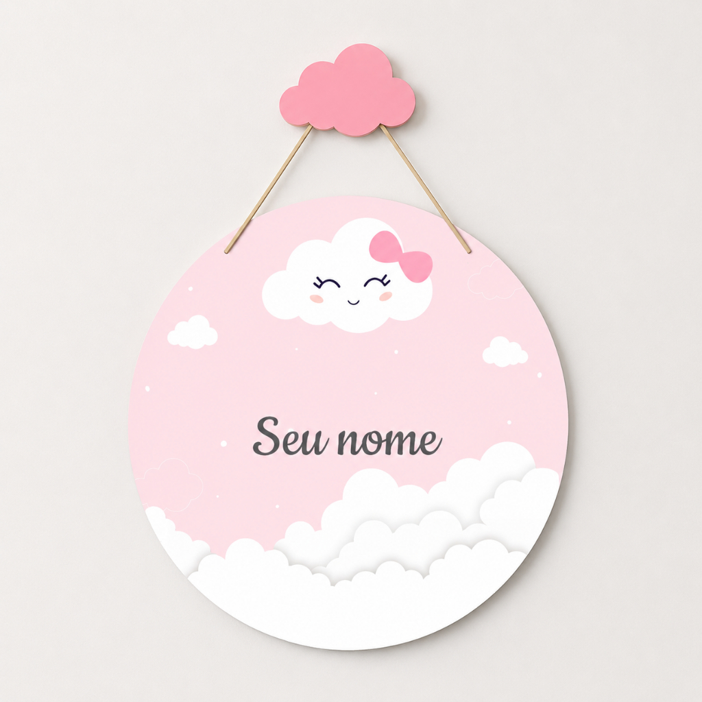 Porta Maternidade Chuva de Amor Menina Nome Personalizado Decoração Infantil