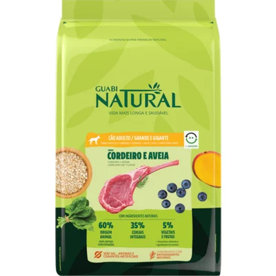 Ração Guabi Natural Cão Adulto Raça Grande e Gigante Cordeiro e Aveia 12 kg