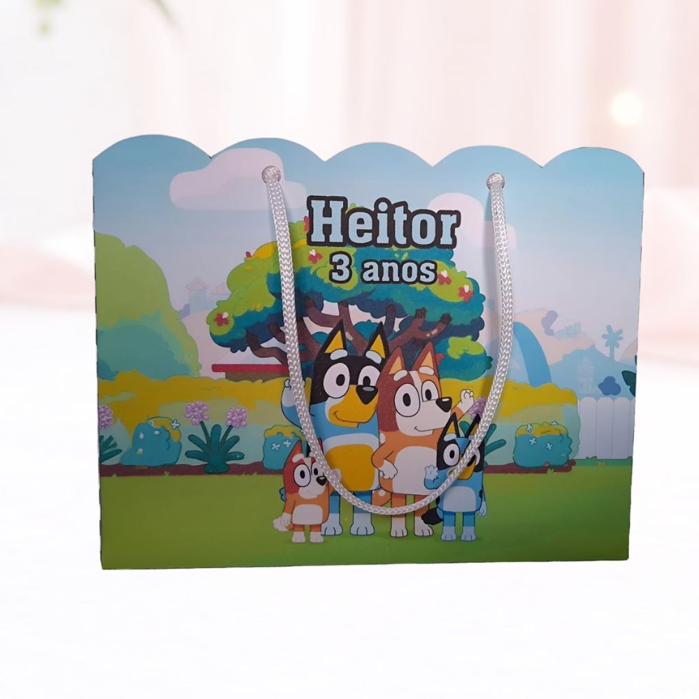 Sacolinha Personalizada Bluey e Bingo - Sacolinha Surpresa- Lembrancinha Personalizada- Bluey Azul