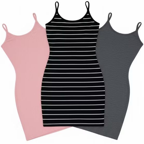 Vestido Midi Moda Feminina Plus Size Feminino SoltinhoTubinho Curto Canelado Ribana Premium Alcinha Fina moda Lançamento