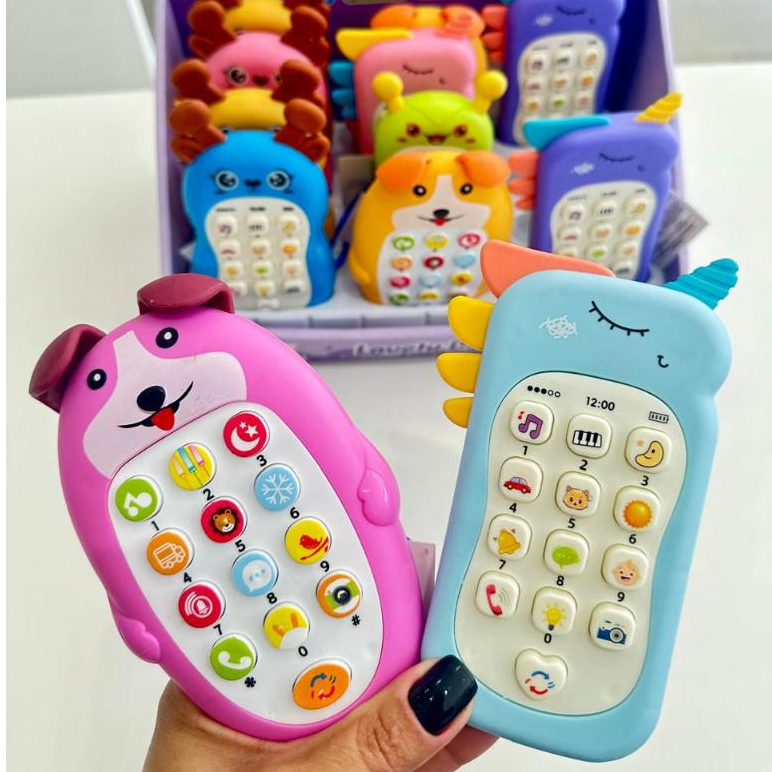 Brinquedo Celular Infantil Musical Bebe Mordedor Silicone Teclado Com Som E Luz Educativo Interativo