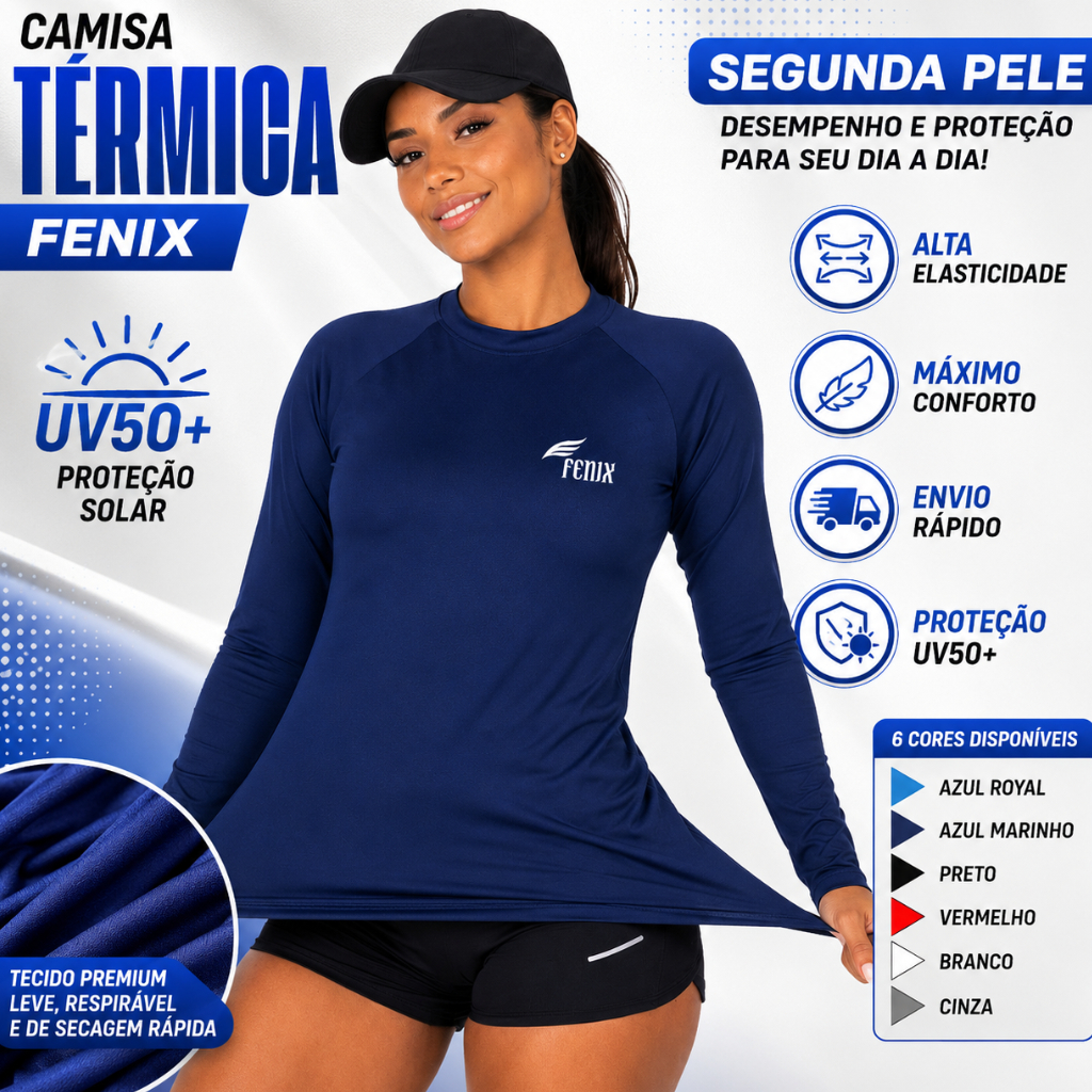 Blusa Térmica Feminina Com Proteção Solar Uv 50+