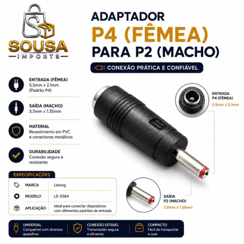 ADAPTADOR 5.5 PARA 3.5 LE-5584