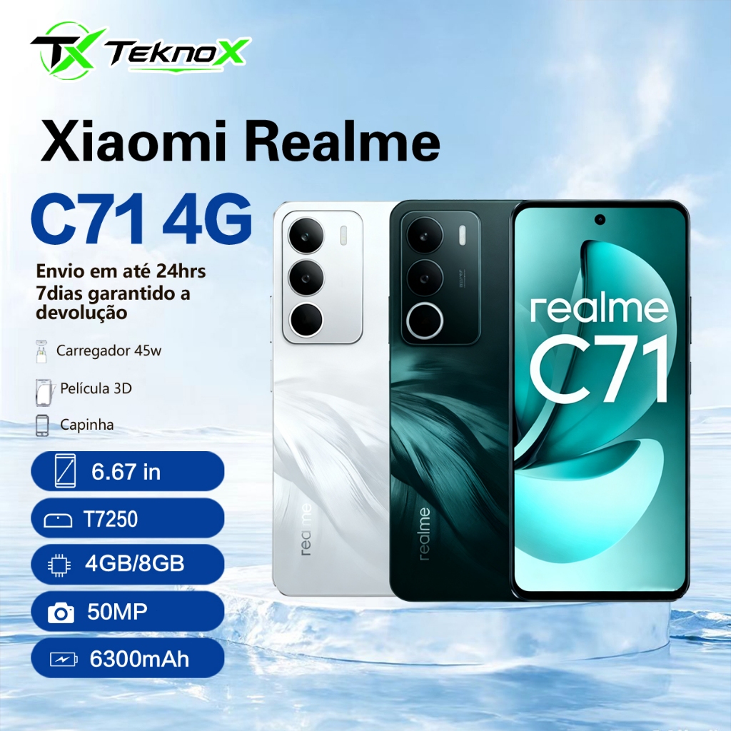 Xiaomi Realme C71 4G NFC Global Câmera 50MP Tela 6,67 120Hz Bateria 6300mAh IP6