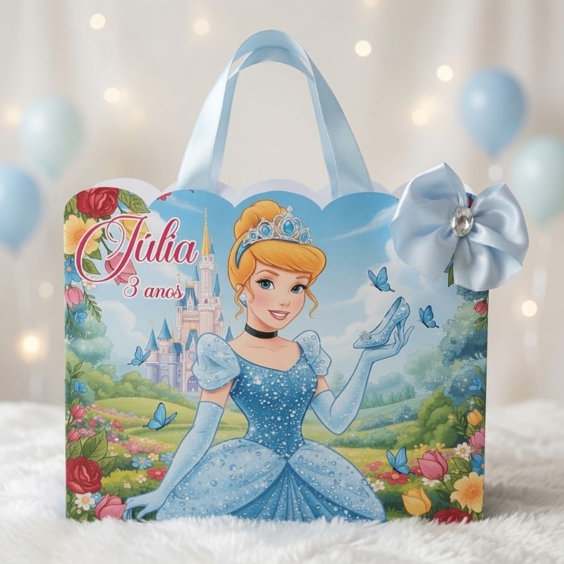 Sacolinha personalizada Cinderela tam G COM LAÇO | lembrancinha Cinderela | festa | aniversario | mesversario