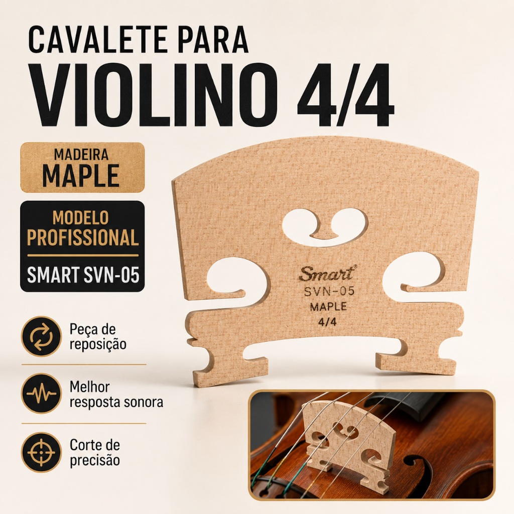 Cavalete Para Violino 4/4 Smart SVN-05 Madeira Maple Reposição Modelo Profissional
