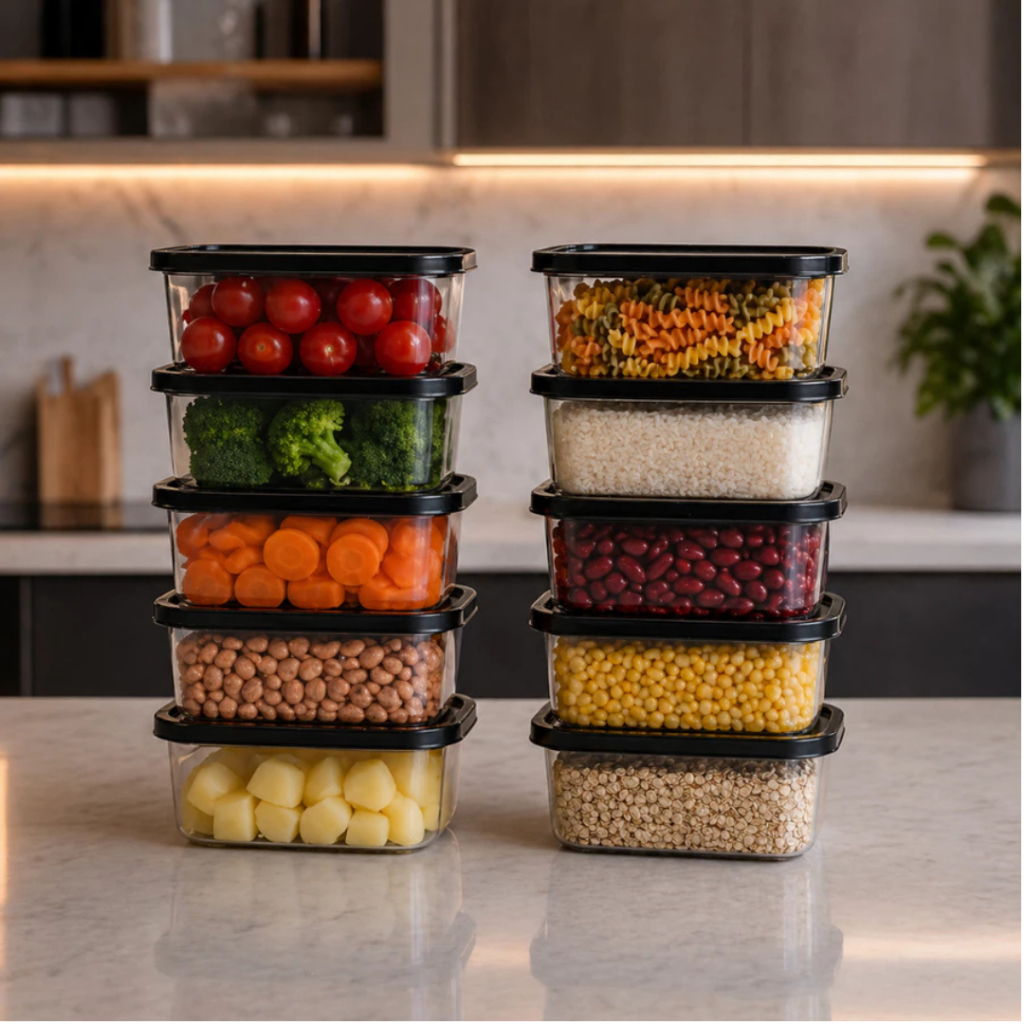 Kit 2 Marmitas Fitness 500ml Potes Reutilizável Transparente Bpa Free Microondas Freezer Organizador