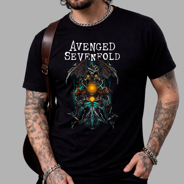 Camiseta Avenged 7Fold Banda de Rock Musica Internacional Camisa Blusa Unissex Masculino Feminino Plus Size 100% Algodão
