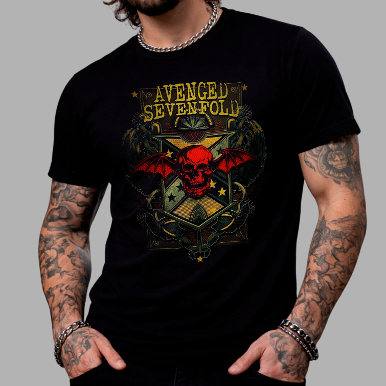 Camiseta Avenged 7Fold Banda de Rock Musica Internacional Camisa Blusa Unissex Masculino Feminino Plus Size 100% Algodão