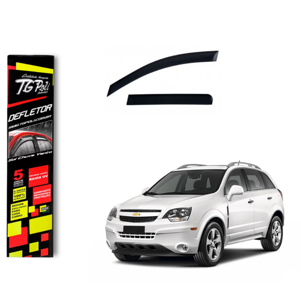 Calha de Chuva Chevrolet Captiva 2008 a 2017 4 portas TG Poli Defletor Portas Protetor Janelas Fumê