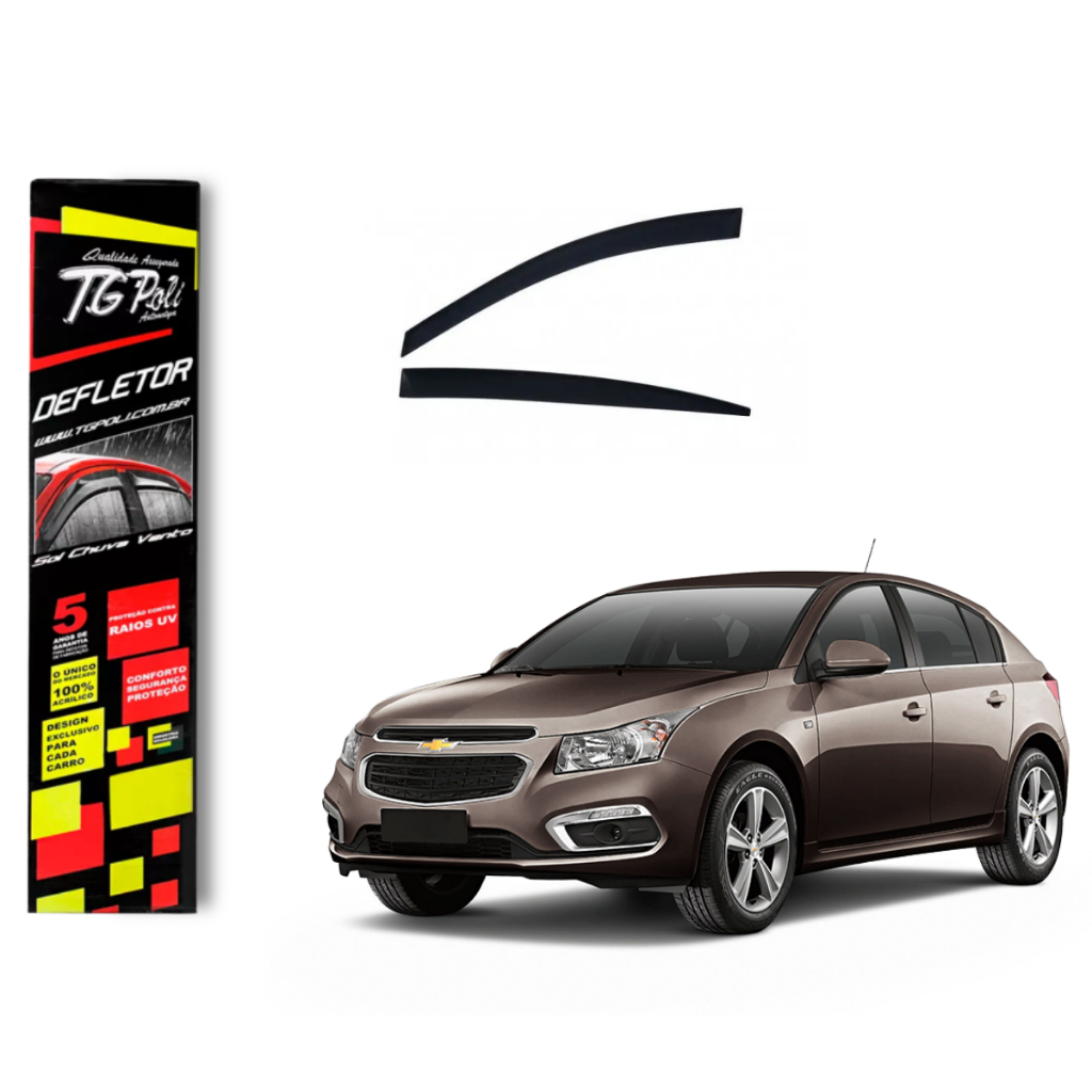 Calha de Chuva Chevrolet Cruze Hatch 2011 a 2016 4P TG Poli Defletor Portas Protetor Janelas Fumê